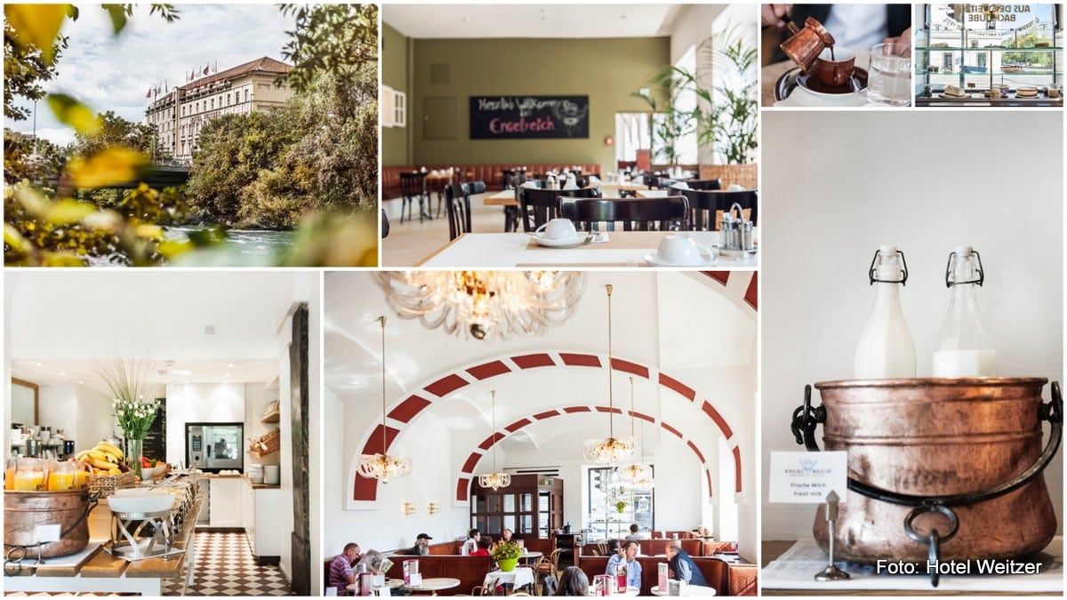 Hotel Weitzer Frühstück im Hotel Weitzer: a la card Frühstück im Kaffee Weitzer und Frühstücksbuffet im Engelreich - Innenansicht und Buffet Frühstück